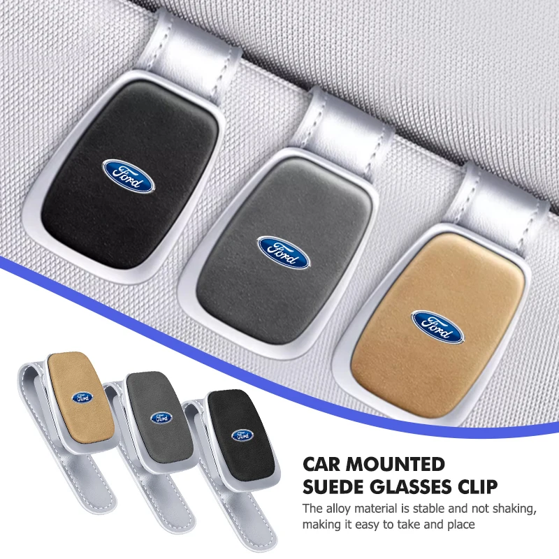 Clip para gafas de coche, colgador de visera de gamuza, soporte de almacenamiento para Ford Escort KA Flex Everest KA Expedition Falcon Fusion