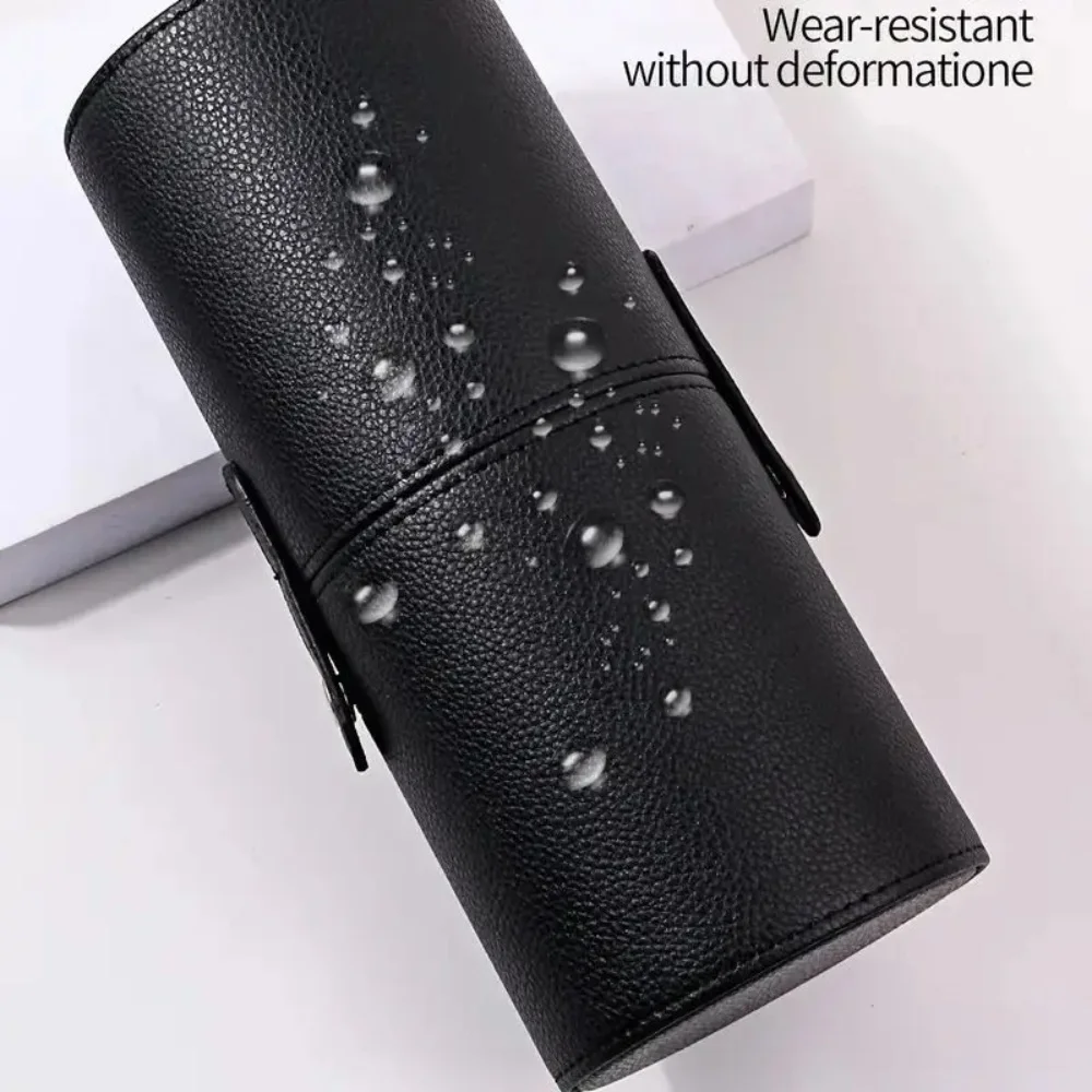 PU Leather Makeup Brush Bucket Portable Travel Cosmetic Bag Multi-Function Dust-Proof Waterproof Makeup Brush Cylinder