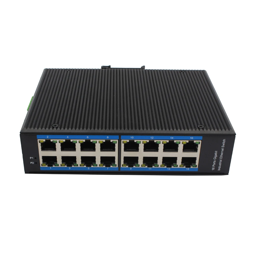 

Industrial Ethernet Switch Din Rail Mount 16*10/100/1000Mbps UTP Ports Gigabit 16Ports Network Switch DC24V