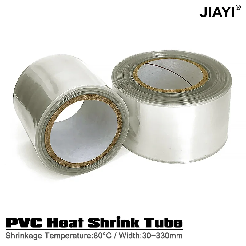 21 25 30 35 40 50 60~250mm Transparente PVC-Schrumpfhülle Wasserdichte Flammhemmende Isolierfolie für 18650 Batterien