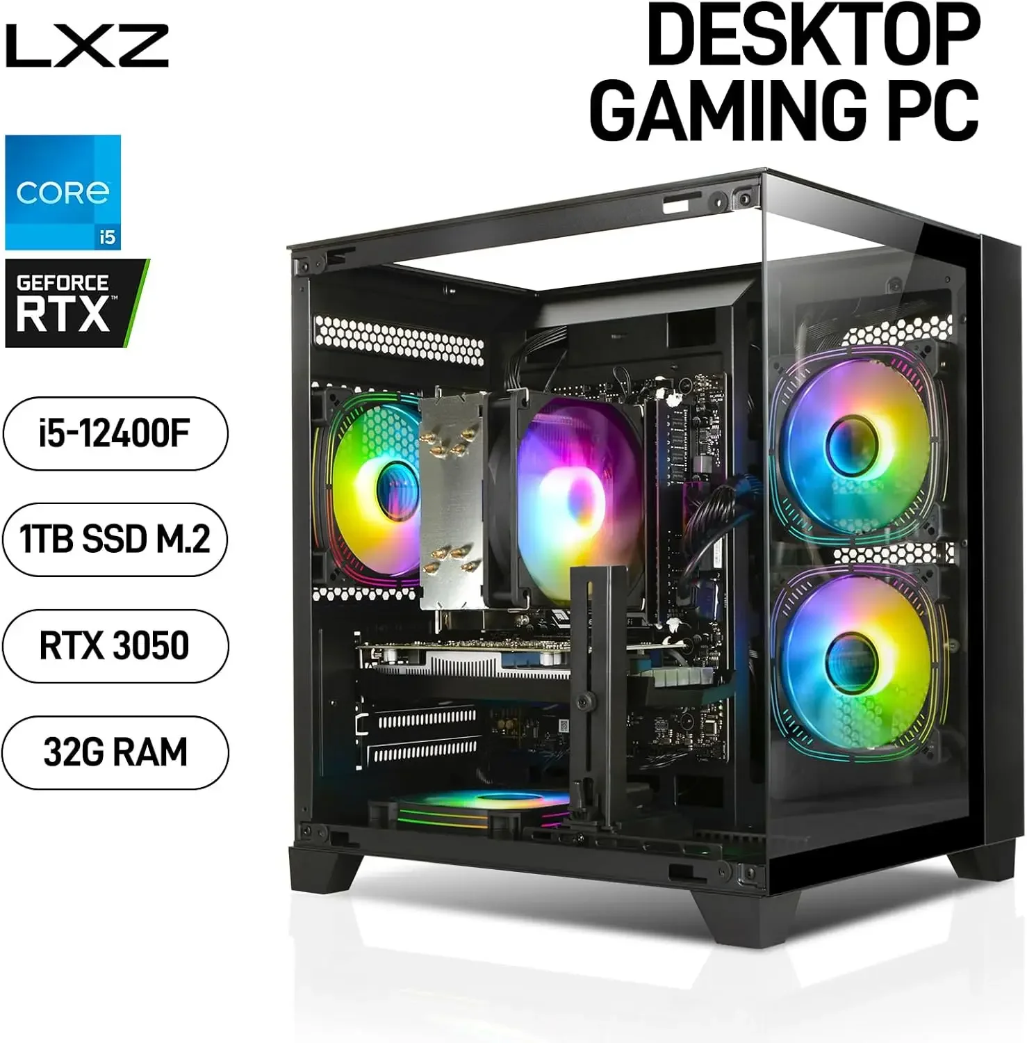 

BUY DIRECT Gaming PC, Prebuilt Desktop with Intel 12th Core i5-12400F & GeForce RTX3050, 32G DDR4 RAM, 1TB NVME SSD,TOWER COMPUT