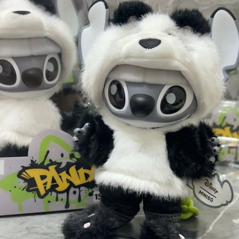 2025 novo miniso disney brinquedo de vinil ponto panda versão região chinesa limitada anime figura móvel ornamento de mesa chaveiro