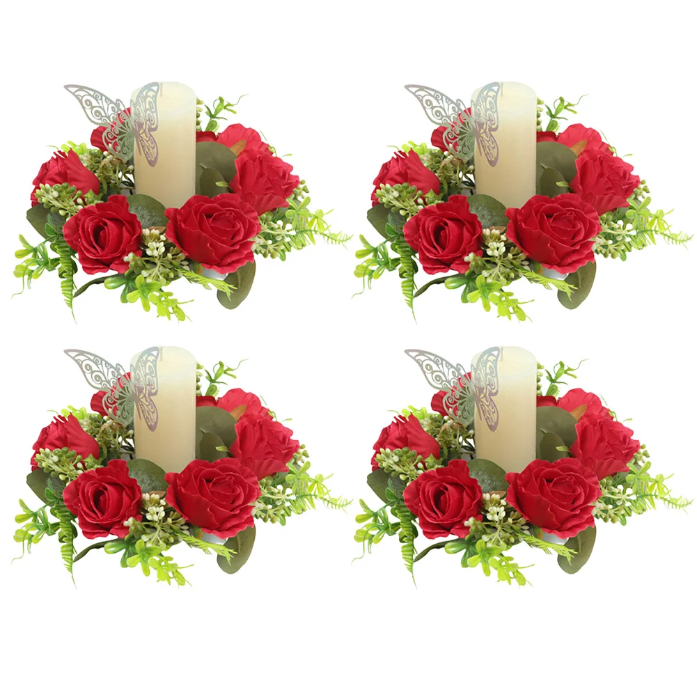 

4 шт. декоративная гирлянда с имитацией розы для романтических свадеб, гибкая композиция для вечеринок и украшения дома
