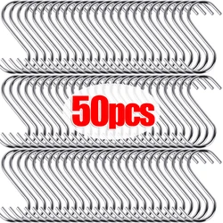 1-50PCS S-Shape Hooks Stainless Steel Multifunction Clothes Towels Hanging Racks Kitchen Bedroom Hanger Hooks Organizer Holders