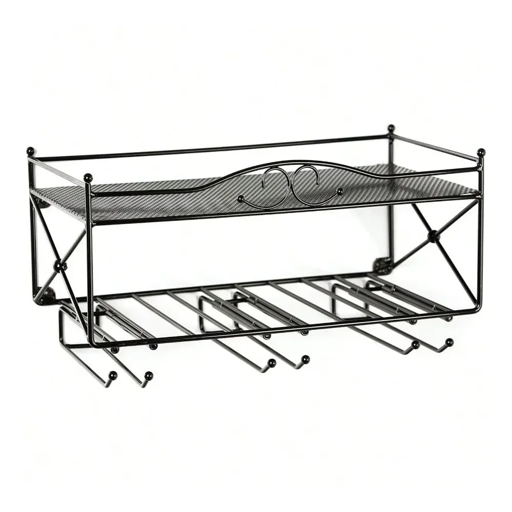 

Двухуровневая настенная подставка для вина с держателем для бокалов для бара и других целей