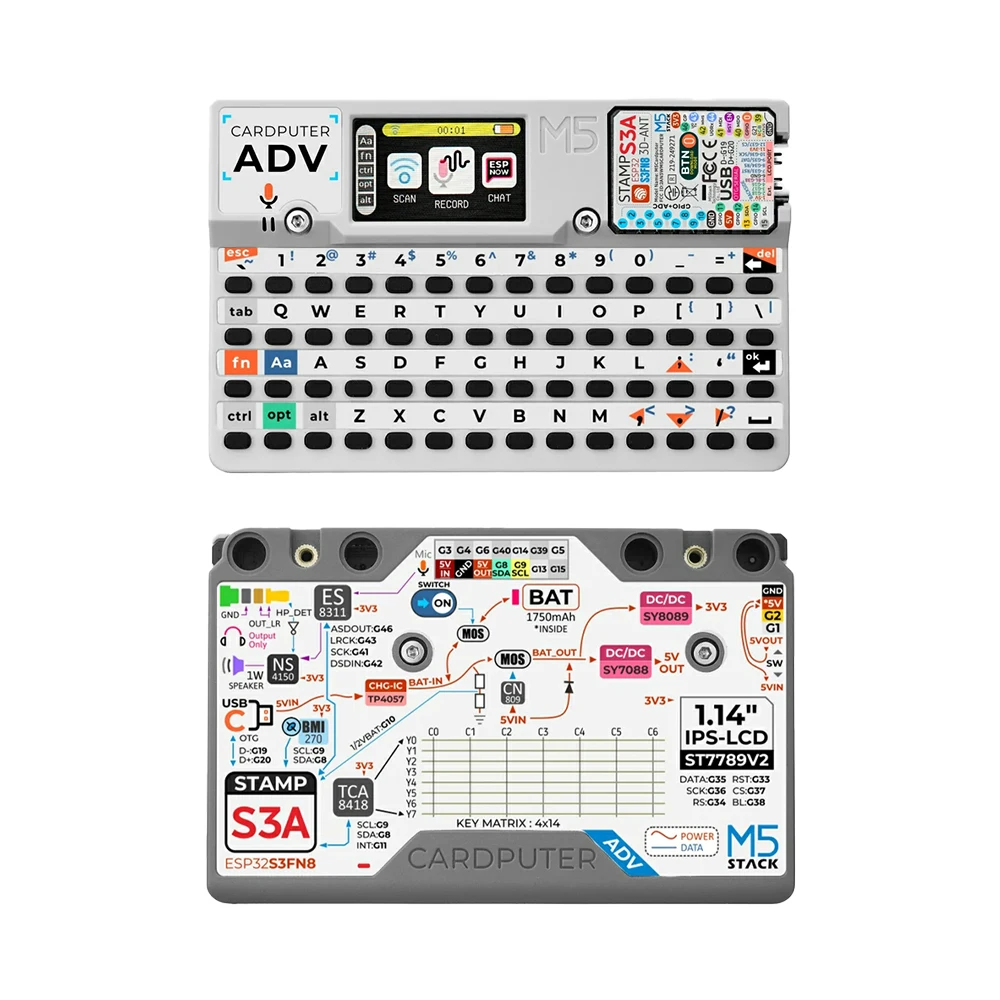 M5Stack Cardputer-Adv Ordinateur programmable sur carte Stamp-S3A Écran LCD 1,14 pouces 56 touches pour kit de développement IoT