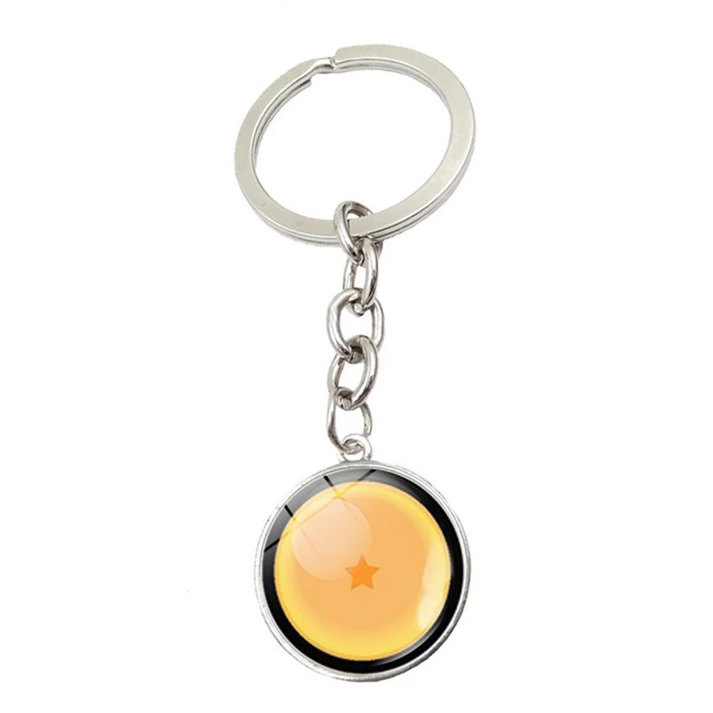 Anime Dragon Ball 1-7 Stars Keychain Goku Glass Dome Pendant Key Ring Men Car Women Bag Accessories Figures Toys Gifts