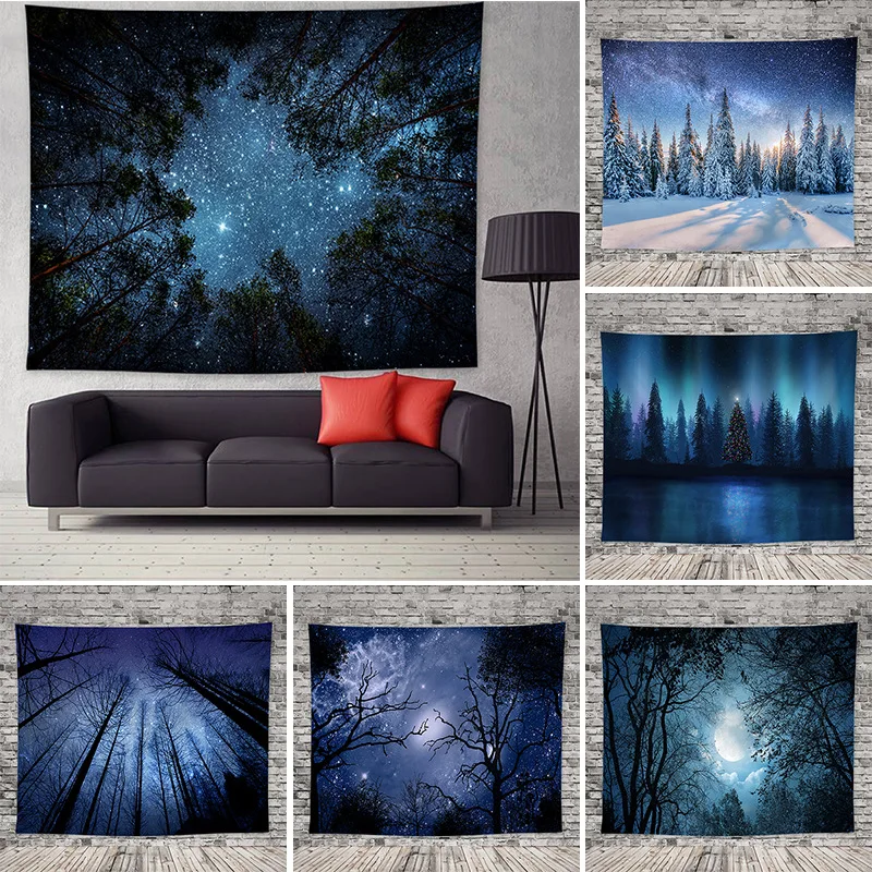 Galaxy Starry Sky Tapestry Psychedelic Space Scenery Purple Starry Sky Tapestry Home Decoration