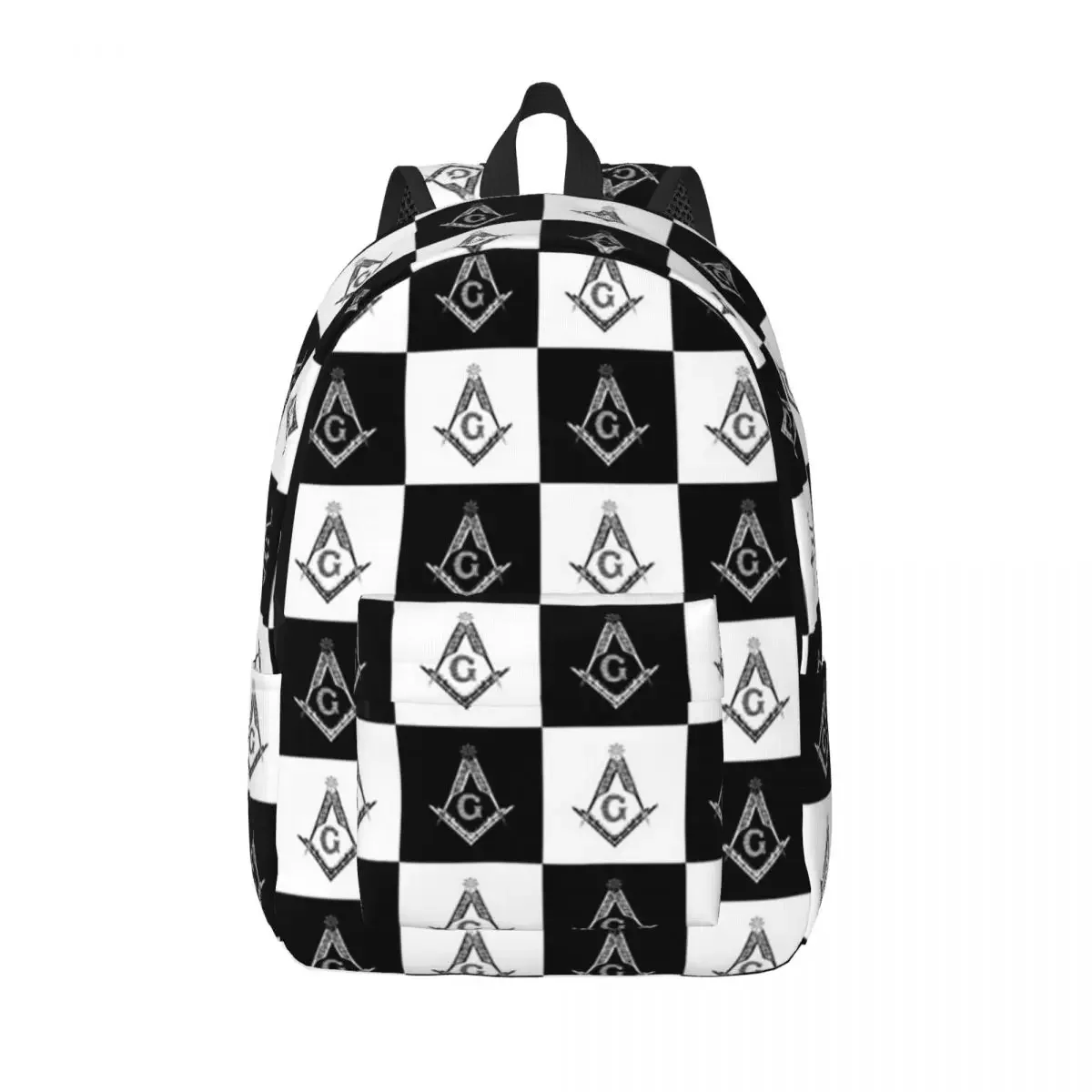 Freemason Checkered Pattern Cool Backpack with Pocket Student Business Daypack for Men Women Laptop Computer Shoulder Bag