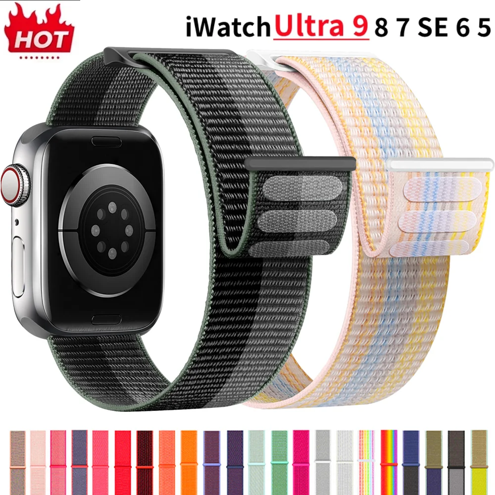 Nylon Loop Strap For Apple Watch Band 49mm 45mm 44mm 42mm 41mm 40mm 38mm Smart Belt Bracelet For IWatch Ultra 8/7/6/SE/5/4/3