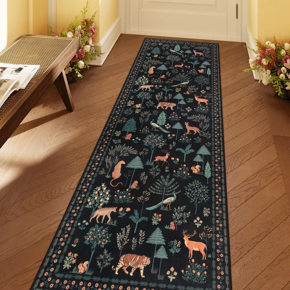 Christmas Runner Rug Cute Gingerbread Man Printed Long Hallway Mat Non Slip Soft Area Carpet for Sofa Living Room