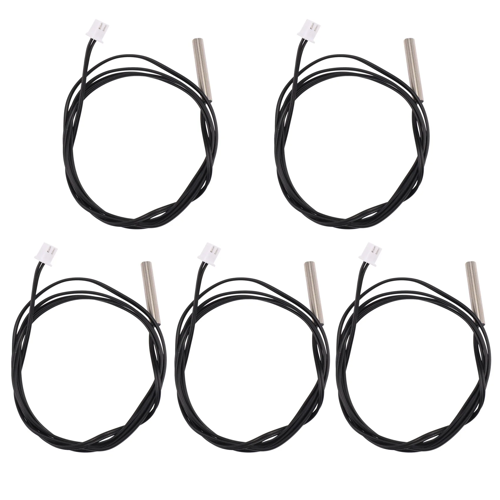 5pcs 1 Meter Waterproof Temperature Sensor Probe, Stainless Steel 10k 3950 NTC Thermistor Probe, Digital Temperature Transimitte