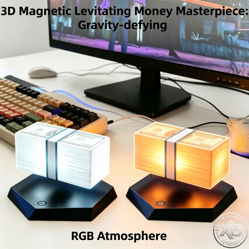 Lâmpada de Dinheiro Flutuante para Fãs, Lâmpada de Dólar Levitante, Gadget de Mesa para Sala de Jogos, Escritório, Decoração de Man Cave, Presente Único para Gamers