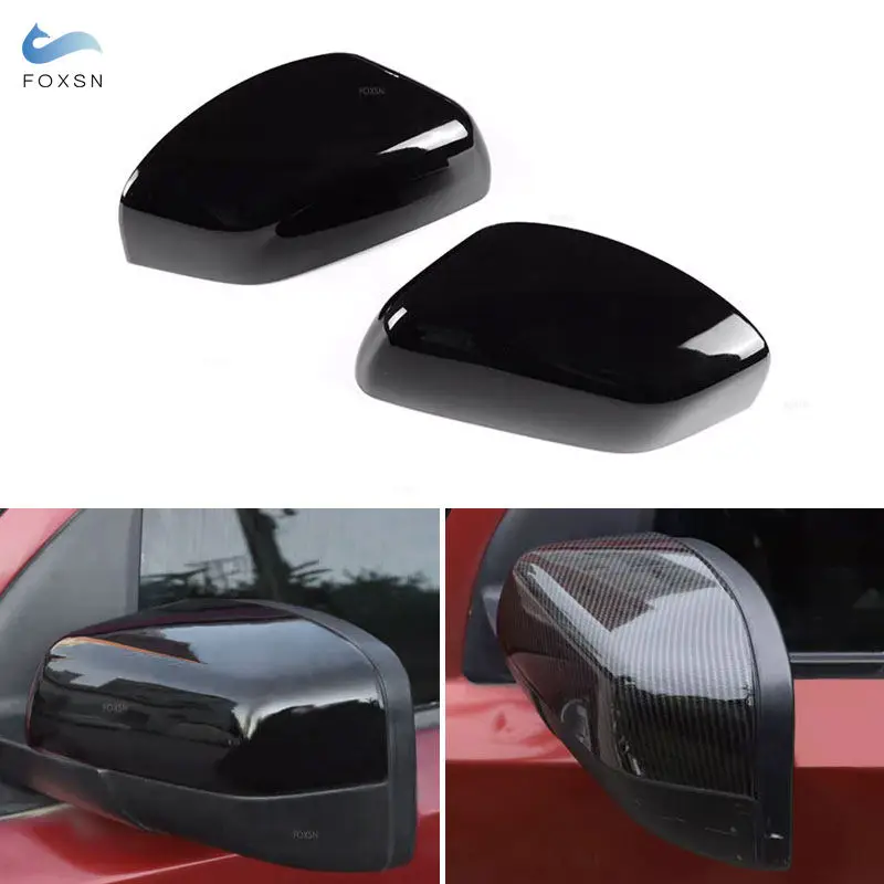 Car Side Rearview Mirror Cap Case Cover Trim For Land Rover Freelander 2 2007-2012 Glossy Black / Carbon Texture Accessories