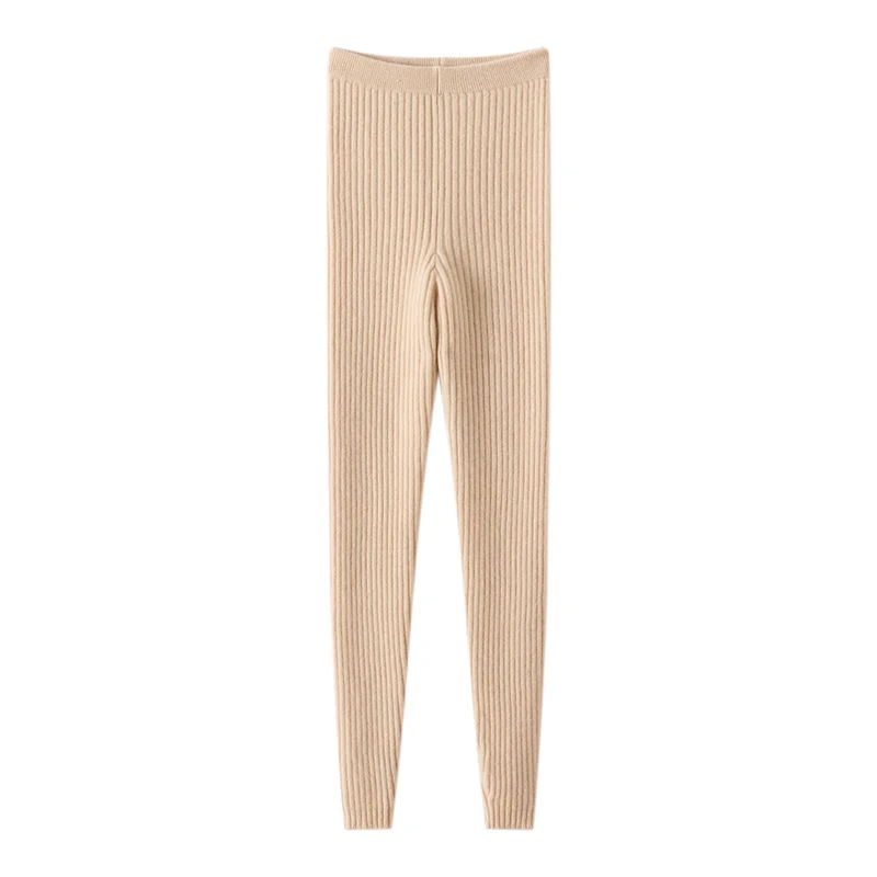 

100% cashmere knitted women's leggings fashionable slim fit autumn and winter solid color long women's cashmere pants new style