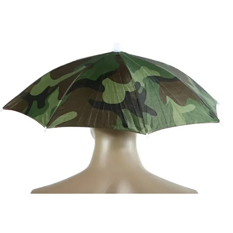 Doppelschichtiger Angelschirmhut, am Kopf montierter Regenschirm, Sonnenschutz, zusammenklappbarer Overhead-Regenschirmhut, Sonnenschutz im Freien