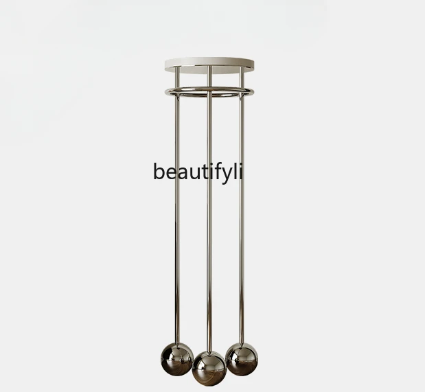 

Designer coat rack light luxury high sense stainless steel floor vertical bedroom living room hanger