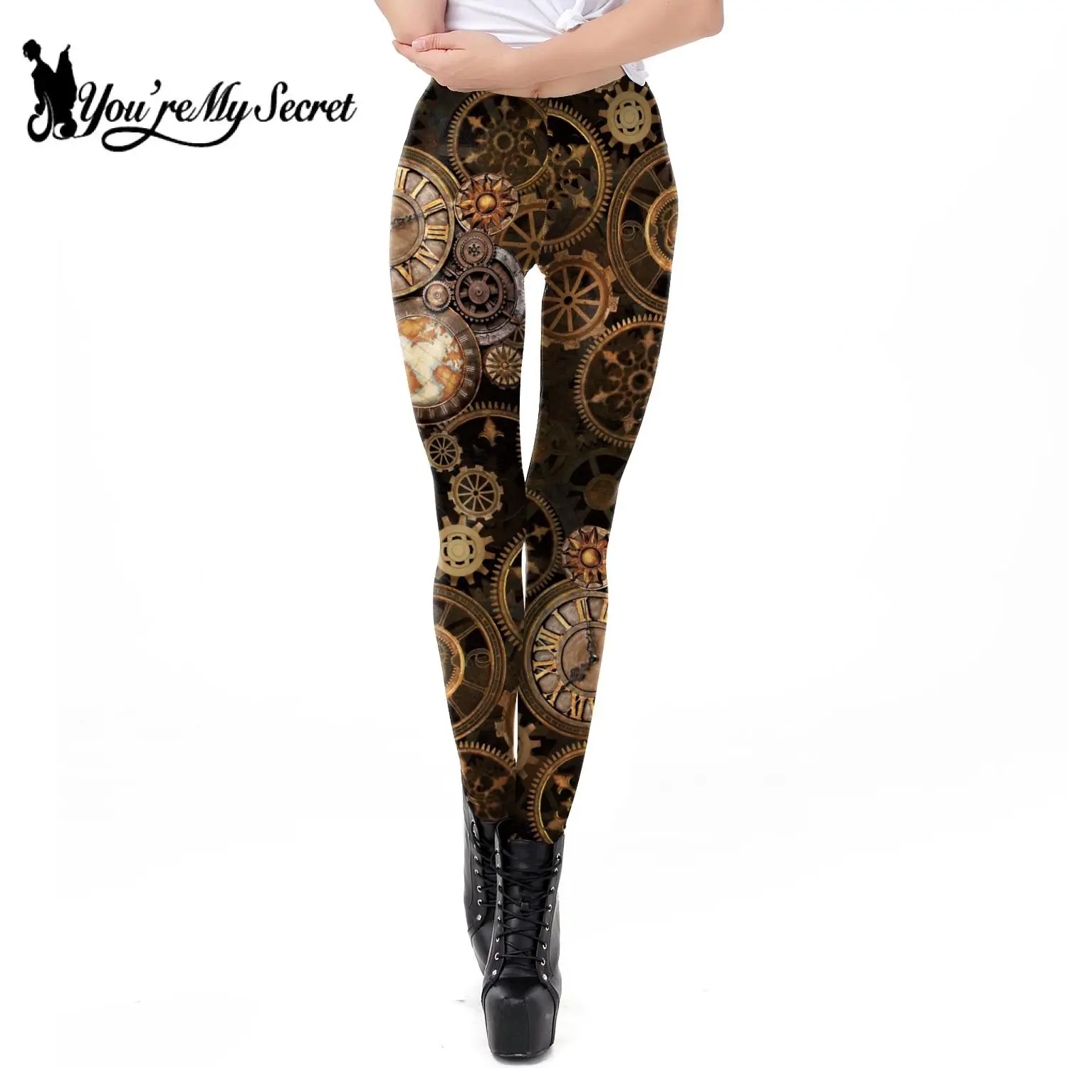 [You\'re My Secret] Steampunk Women Leggings Sexy Skinny Pants Elastic Female Clothing 3D Print Workout Leggings Fitness Bottoms