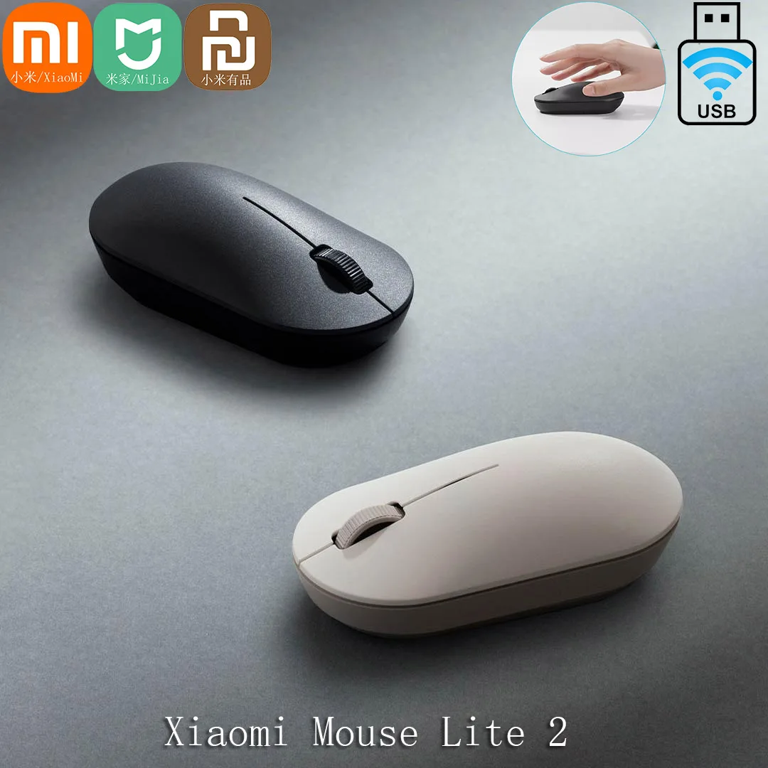 Xiaomi Wireless Mijia Mouse Lite 2 2.4GHz 1000DPI Ergonomic Optical Portable Computer Mouse USB Receiver Office Game Mice For PC