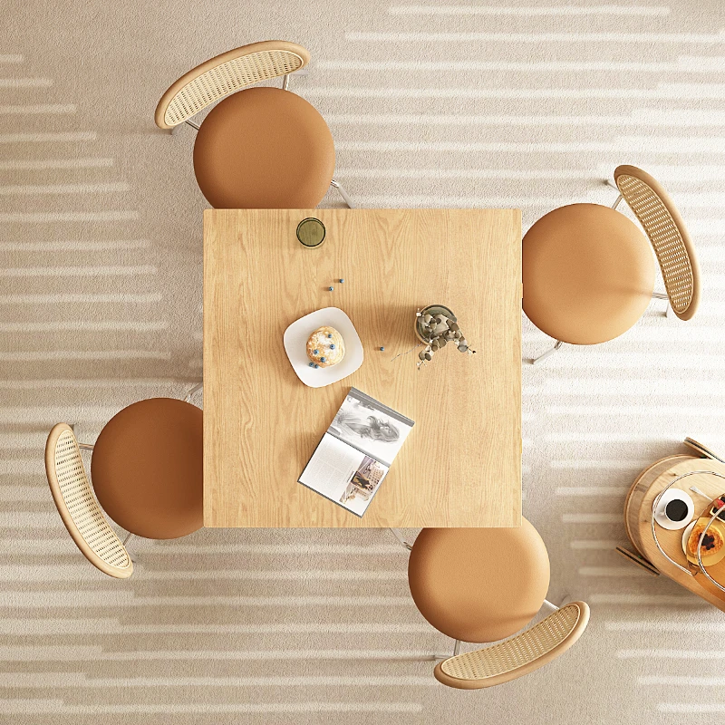 

Wood dining table for household use, modern simple solid wood folding dining table combination