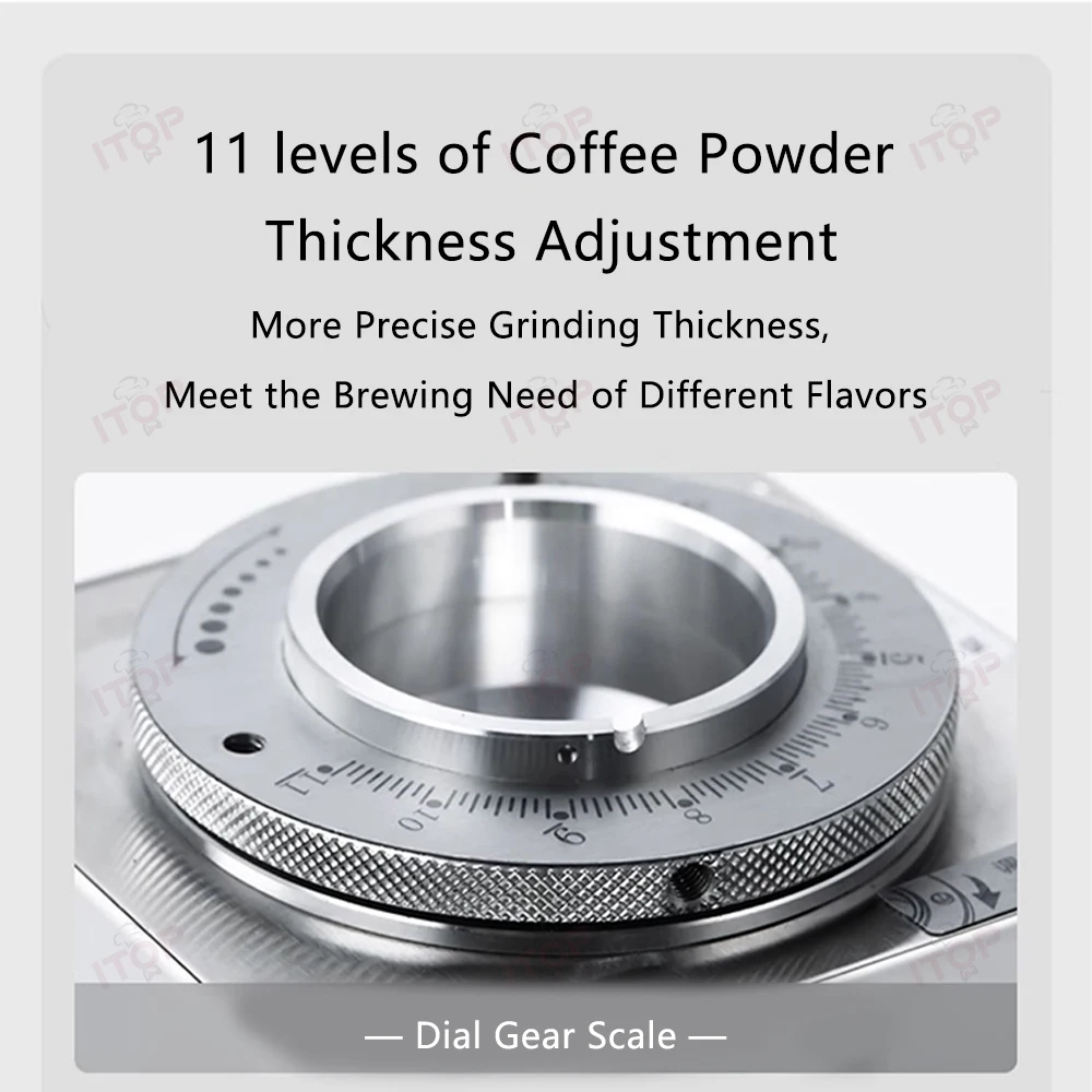 ステンレス鋼のコーヒーグラインダー,フラットバー,度の痛みの調節用,280g,粉末製品IT-9015A, 60mm