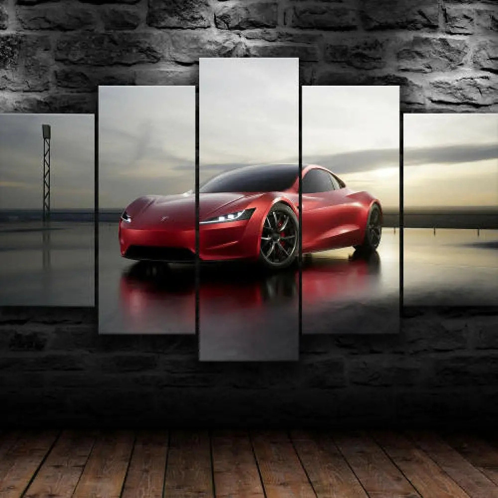 

5 шт., настенные постеры Tesla Roadster, без рамки