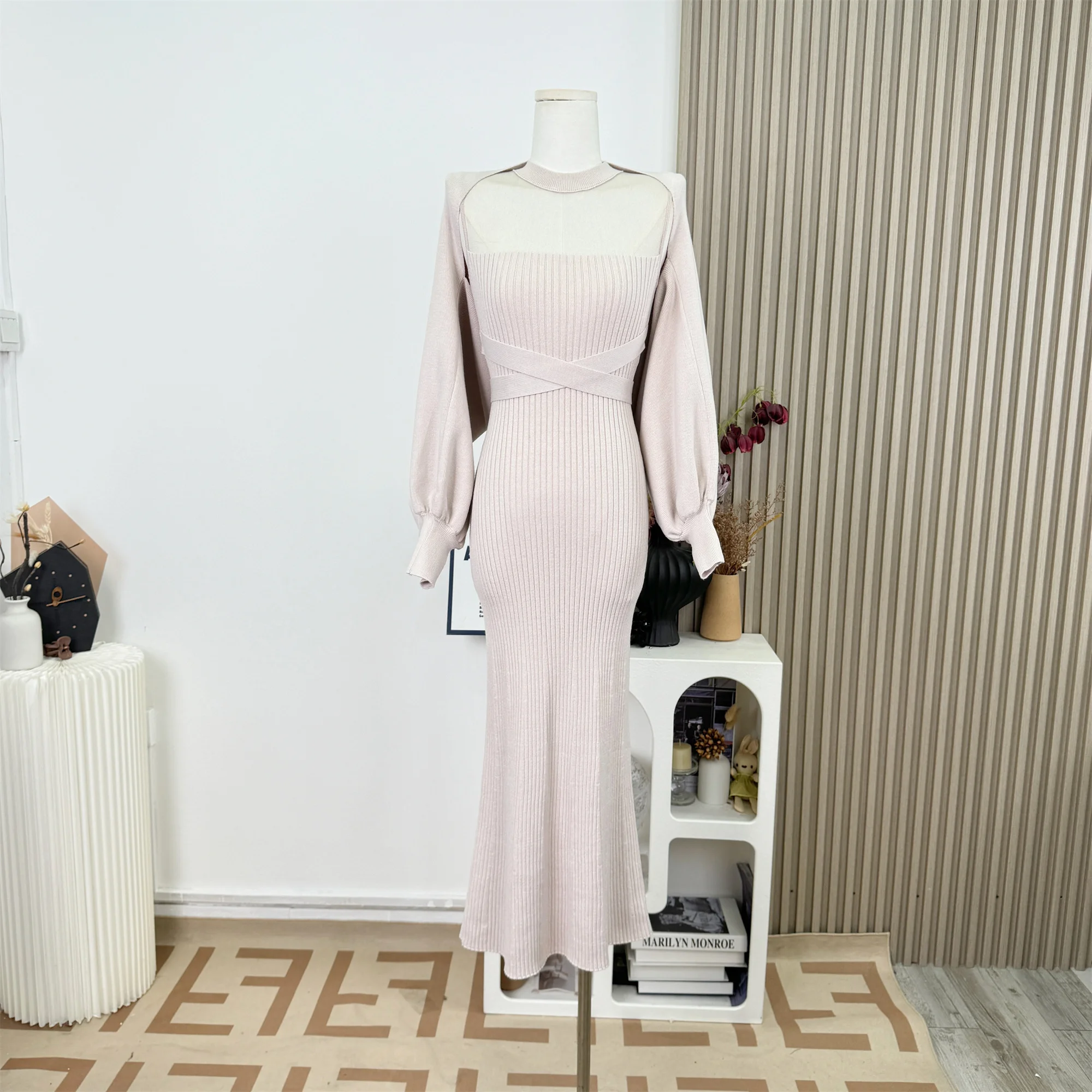 youni-silver-district-muse-light-pink-knitted-set-lantern-sleeve-slim-fit-base-vest-skirt-fashionable-traditional-hanfu-dress