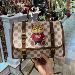 CREAM BEAR Large Capacity Tote Bag 2024 New Woman's Bags Cartoon Love Multi Functional One Shoulder Handheld Backpack for Women