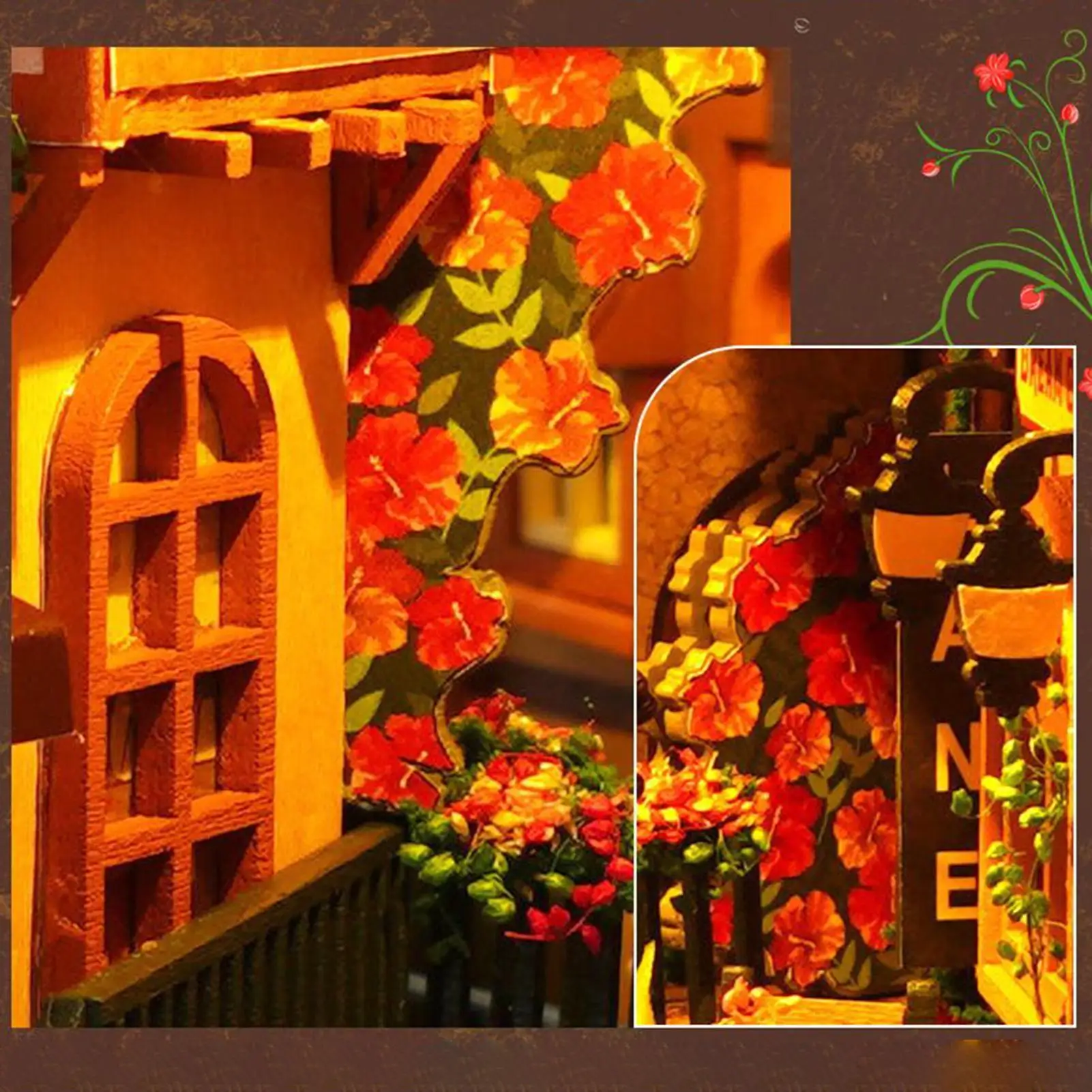 Miniature House Kit Wooden 3D Desktop Puzzle Ornament Mini LED House Desk Decor For Kids Adults Nursery Playroom Reading Room