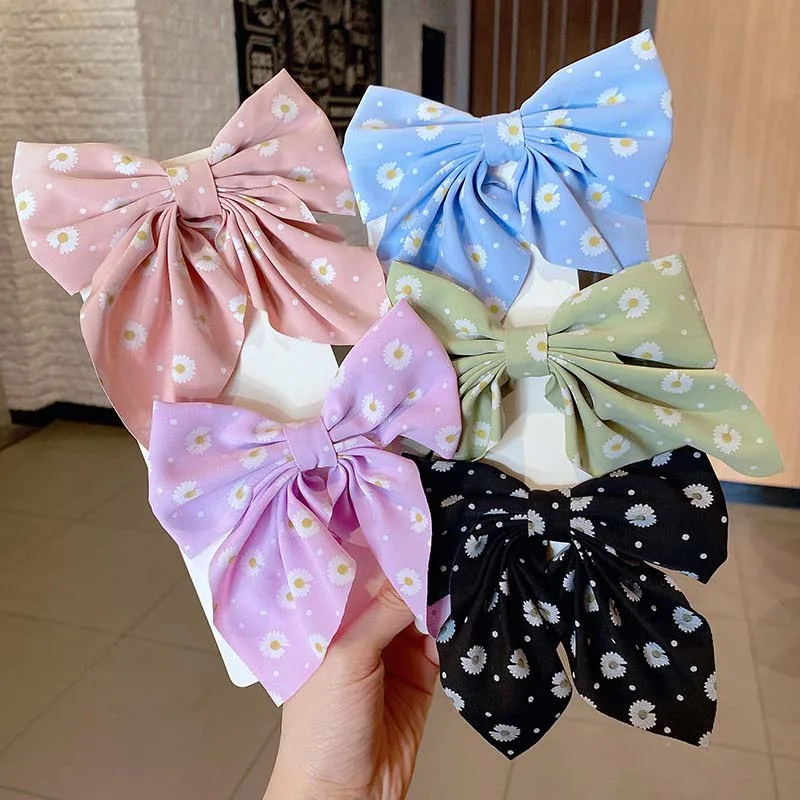 Fashion Sweet Bow Hair Clip Solid Color Girl Satin Butterfly Hair Clip Duck Mouth Clip Children\'s Hair Accessories