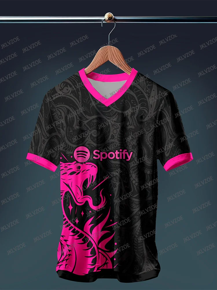 New Dragon Pattern Special Edition Black Football Jersey V-neck SoccerJersey Breathable Sport Oversize Training TShirt Kid/Adult