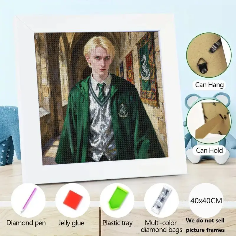 Kit de pintura de diamante 5D DIY, Drill completo, Draco Malfoy, Harry Potter, Slytherin, mundo mágico, personaje de película, bordado de diamantes de imitación, 1 ud.