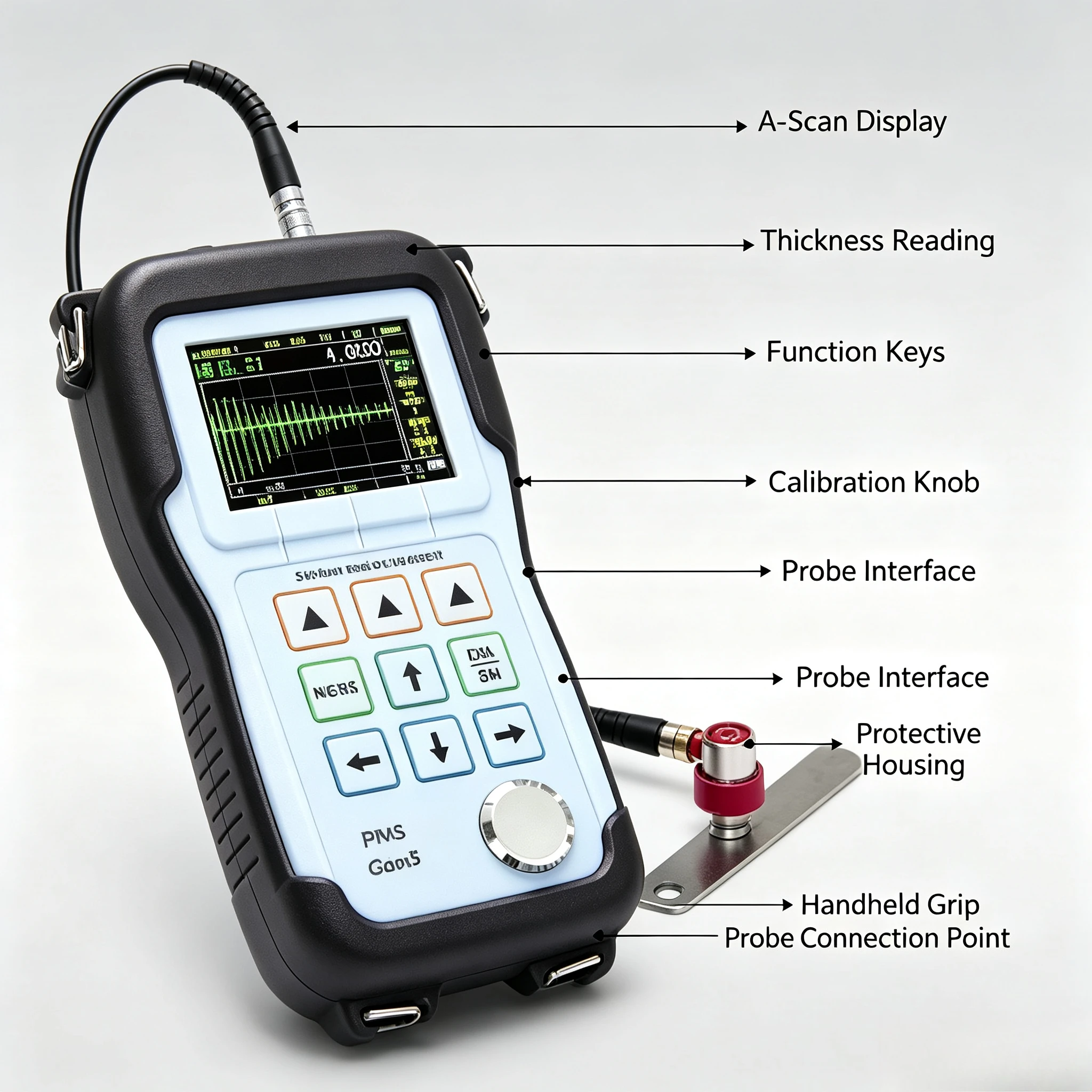 Ultrasonic Thickness Gauge, 0.001mm High Precision Tester, Digital Thickness Measuring Instrument for Steel Plate,Metal Pipe