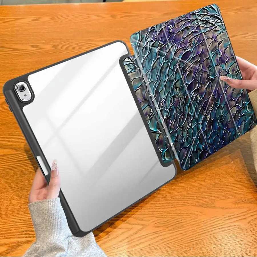 Dark Wave Texture With Pen Slot Cover Tablet Case For Samsung For Galaxy Tab S9 FE S7+ S8+ 12.4 inch S10+ S6 Lite 10.4 inch S7