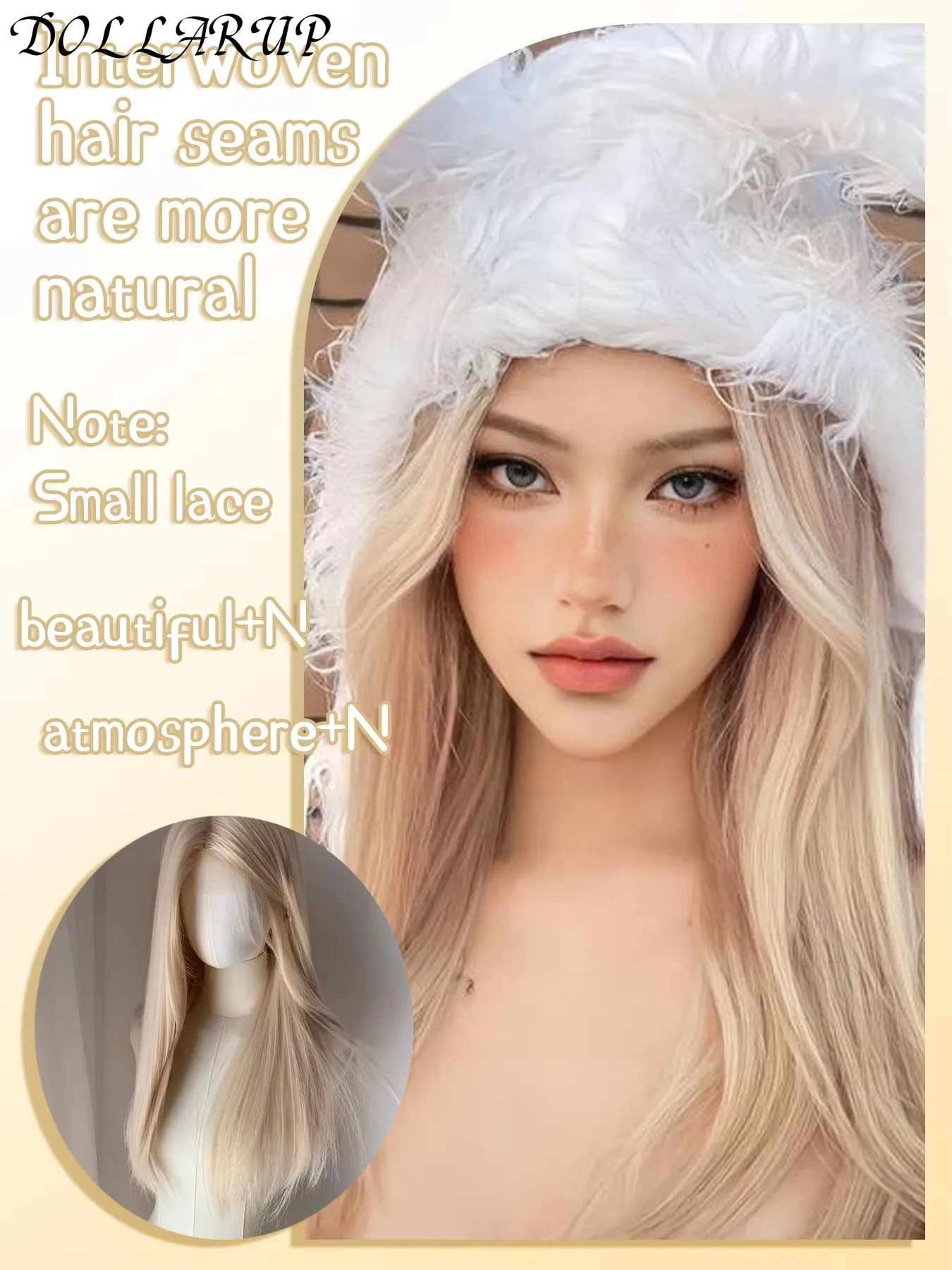 JKL شعر مستعار أشقر مستقيم الاصطناعية الدانتيل شعر مستعار أمامي طويل شقراء الشعر الاصطناعية الدانتيل الباروكات للنساء البلاتين الأبيض شقراء #2