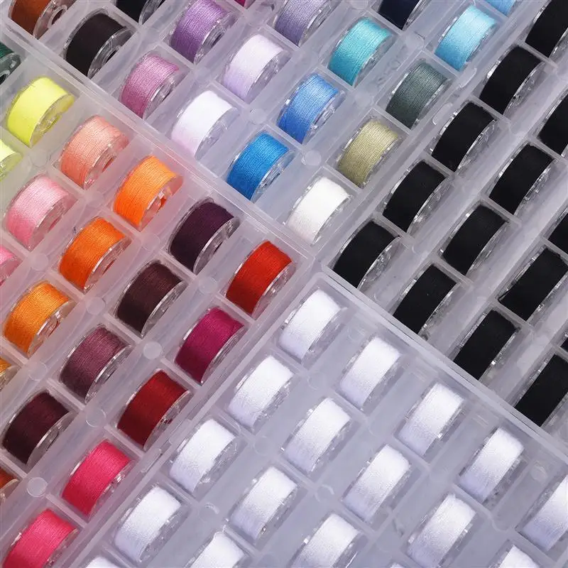 Multicolor Thread Spools Sewing Machine Bobbins Plastic Bobbins with Thread for Sewing Machines Quilting Sewing Accessories