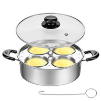 Egg Poacher Stainless Steel Double-layer Poached Egg Maker Pot with 4 Cups for Induction Cooktop Gas Cooktop Kitchen Cookware