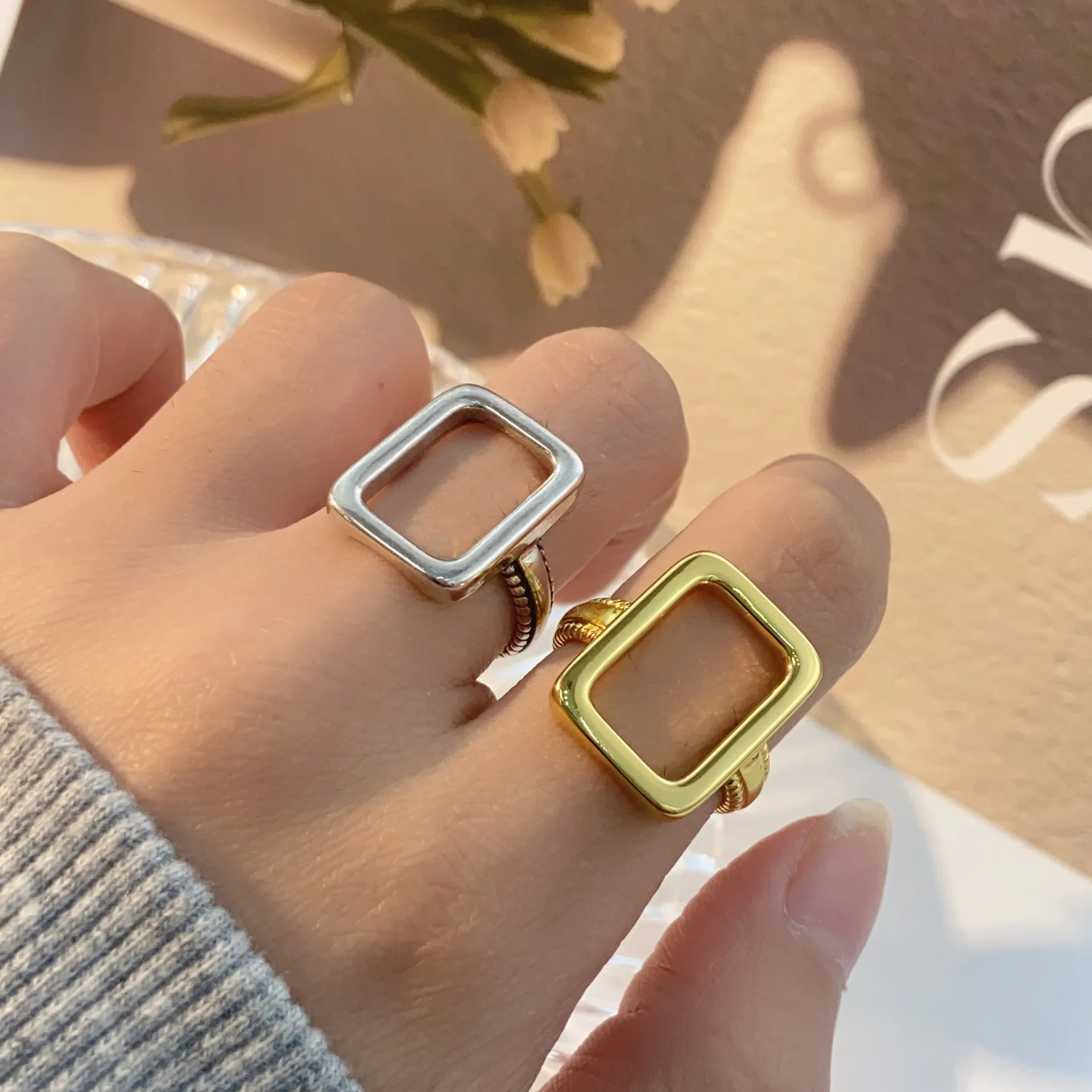 

DUTRIEUX Minimalism Silver Color Finger Rings New Trends Creative Hollow Ring Gothic Punk Vintage Jewelry Party Holiday Gifts