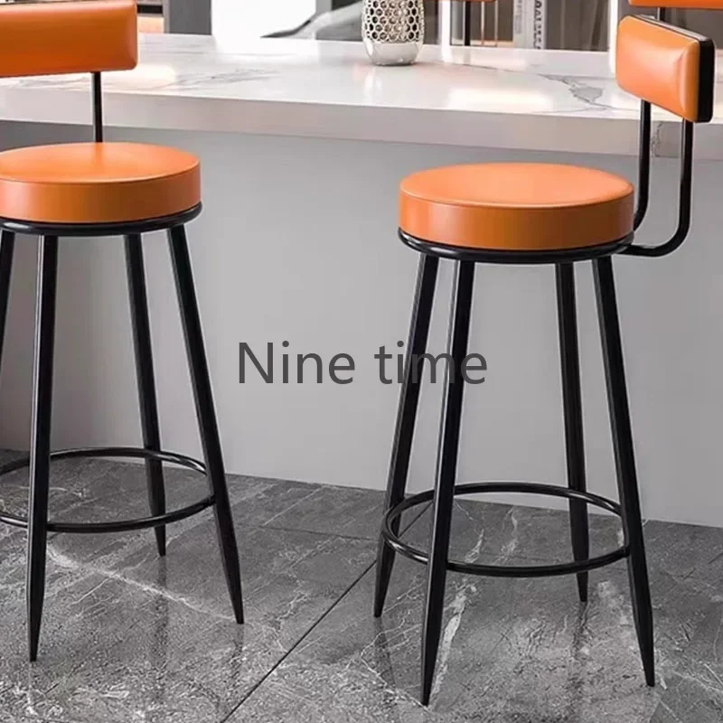 

Retro Luxury Reception Dining Bar Chairs Accent Nordic High American Round Bar Chairs Metal Modern Tabourets Bar Home Furniture