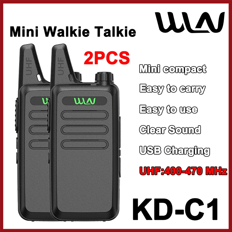 2pcs-wln-kd-c1-mini-walkie-talkie-usb-charger-uhf-400-470mhz-slim-transceiver-16-channel-long-range-ham-two-way-radio-gift-kids