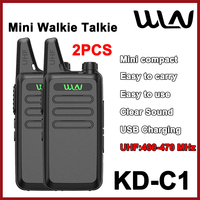 2PCS WLN KD-C1 Mini Walkie Talkie USB Charger UHF 400-470MHz Slim Transceiver 16 Channel Long Range Ham Two Way Radio Gift Kids