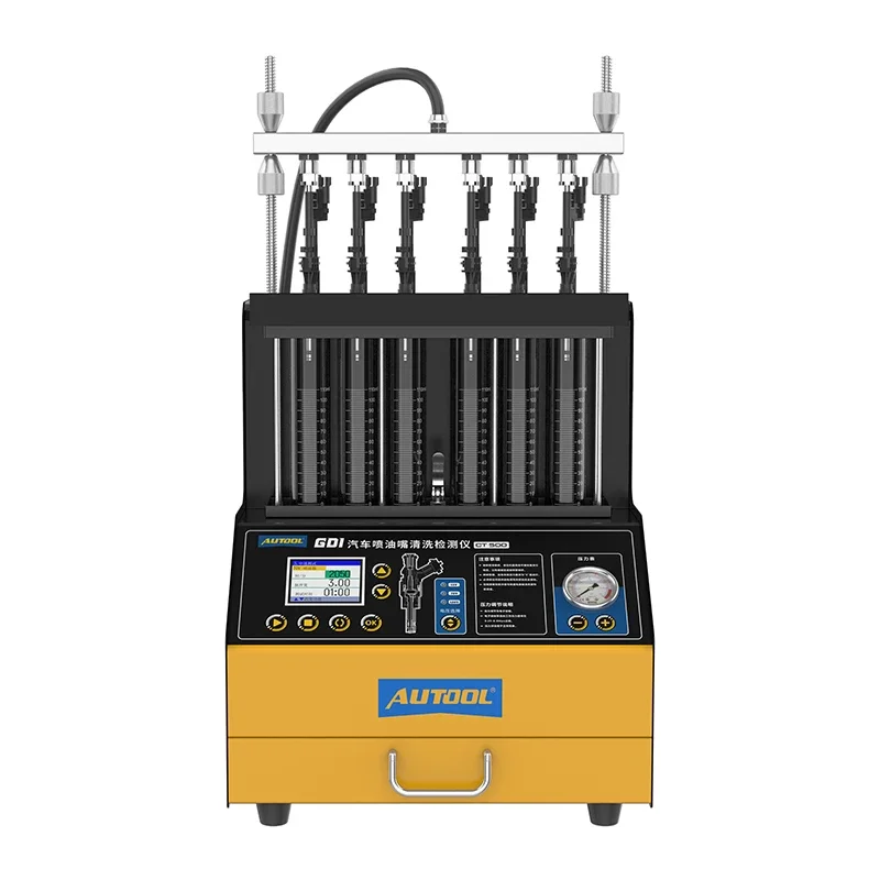 CT200 6-Cylinder Fuel Injector Cleaner & Tester, Ultrasonic Cleaning, Leakage & Atomization Testing, 110/220V