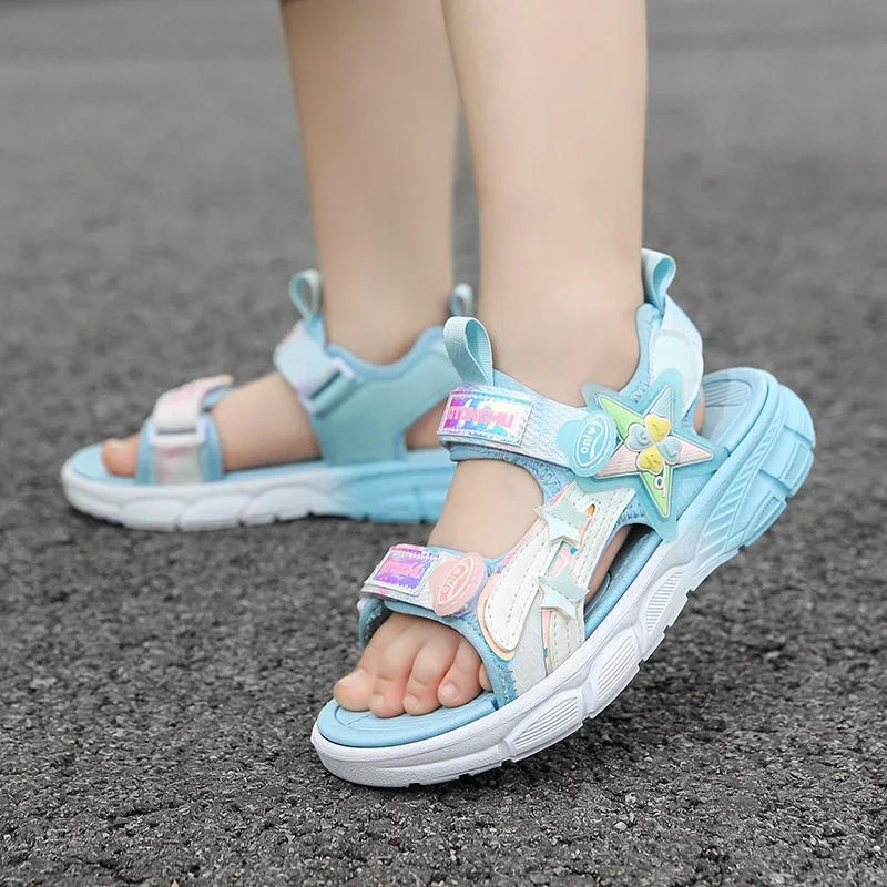 Cute Girls Pink Purple Sandals Summer Girls Sandals Fashion Light Soft Flats Toddler Infant Casual Beach Children Shoes Outdoor