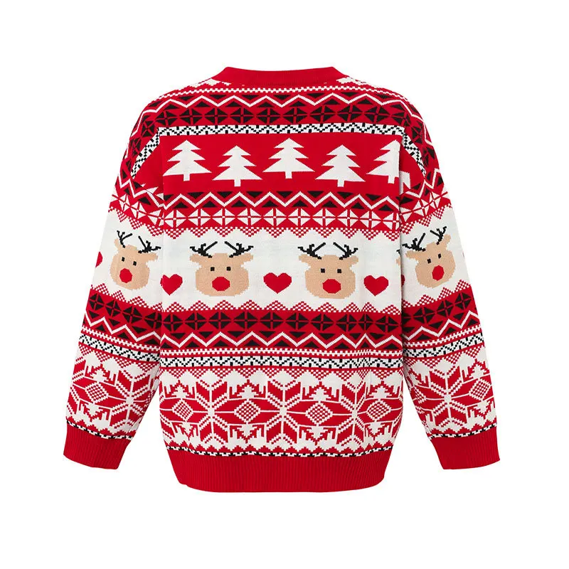 New autumn, winter, European and American Christmas, men's and women's cartoon bottoming sweater, parent-child package, pullove