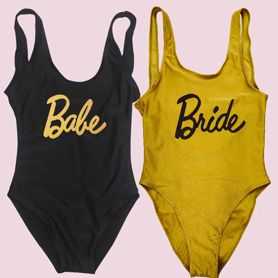 S-3XL Bride One Piece Swimsuit Women Swimwear Babe Beachwear Summer Bathing Sexy Swimsuits Wedding Party Swimming Suit Plus Size