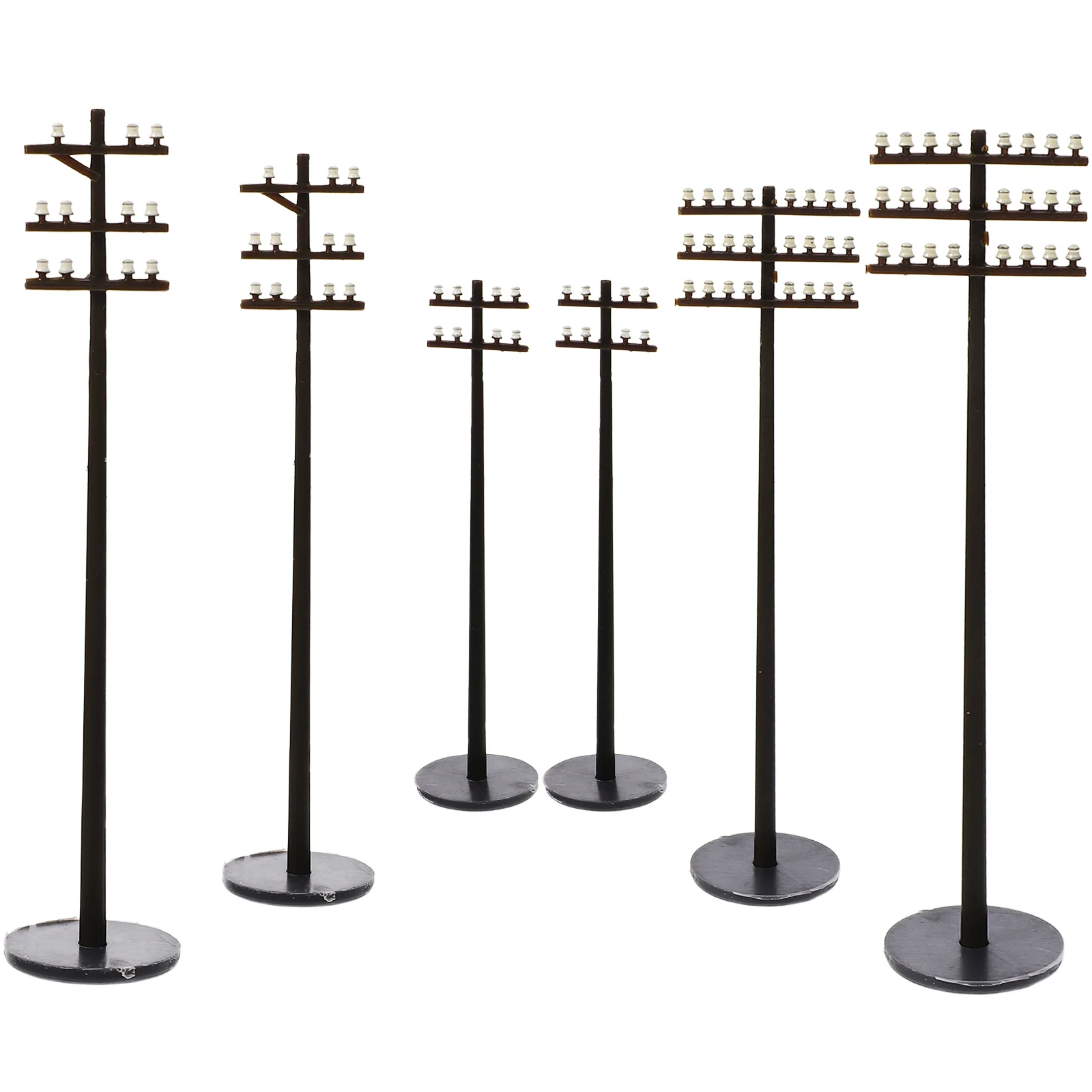 

6 Pcs Train Light Micro Landscape Telephone Pole Mini Park Decors Outdoor Musical The Black