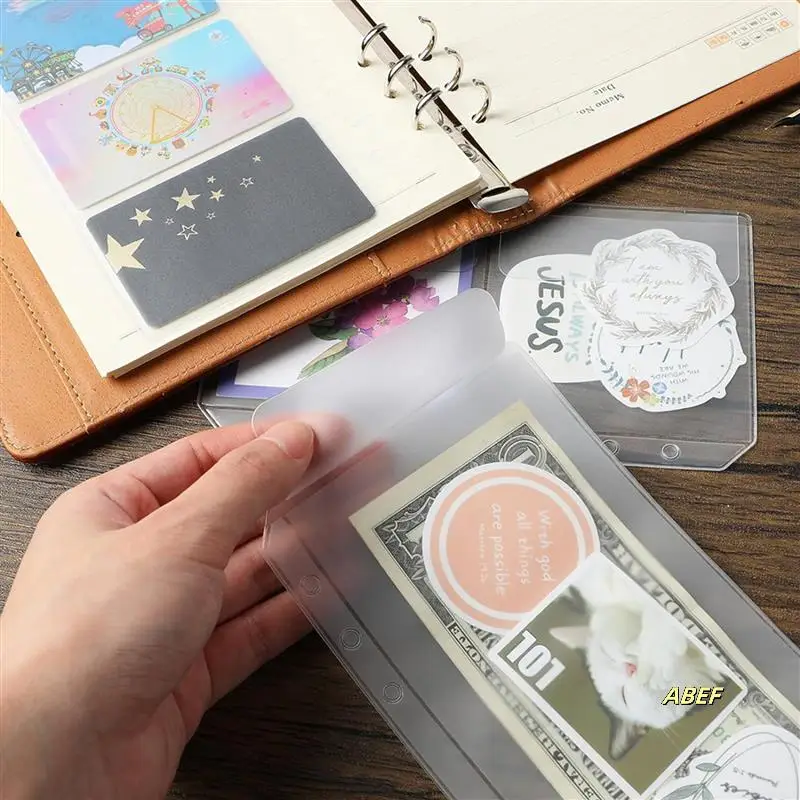 24 Pcs A6 바인더 포켓 현금 봉투 클리어 폴더 주최자 Photocard 슬리브 시트 신용 명함 돈