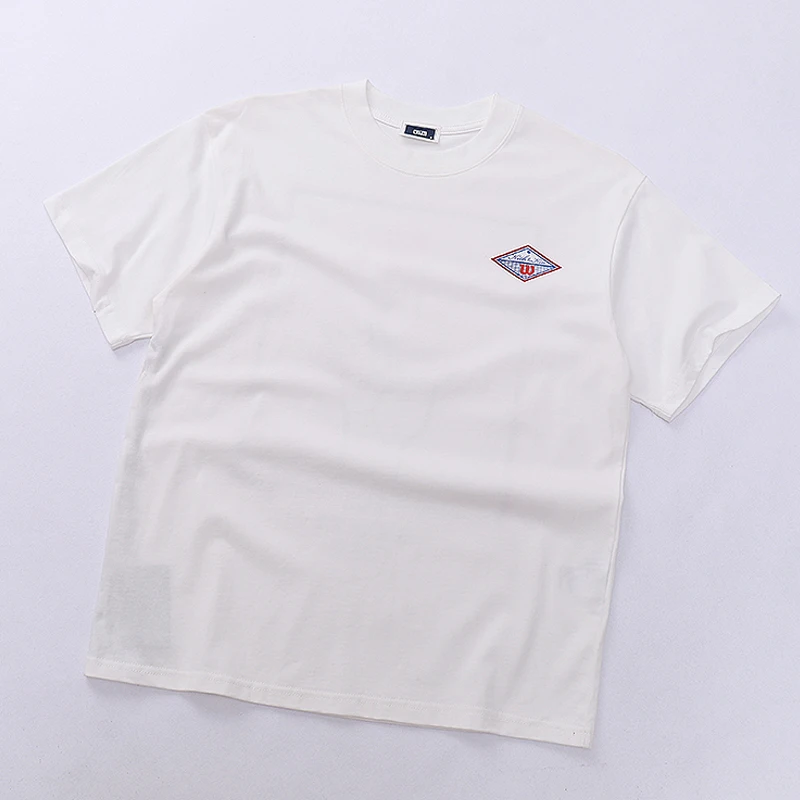 

Kith American Minimalist Cotton Short Sleeve T-Shirt Unisex Loose round Neck White Shoulder Drop Casual Trendy Summer Top