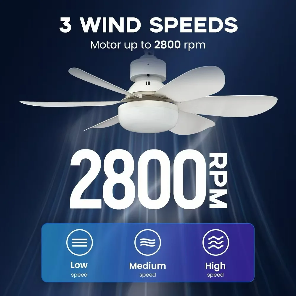 42CM Ceiling Fan With Light 18W E27 6 Blades Silent Fan Light with Remote Control view 4