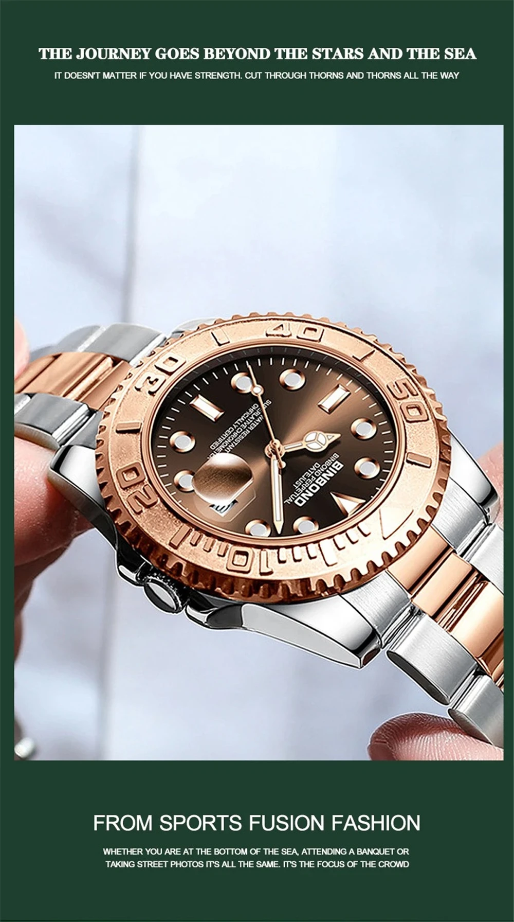 BINBOND New Men Automatic Watch Man Grey Master High Quality Swiss Brand Wrist Watches For Mens Fashion Quartz Wristwatches Lujo